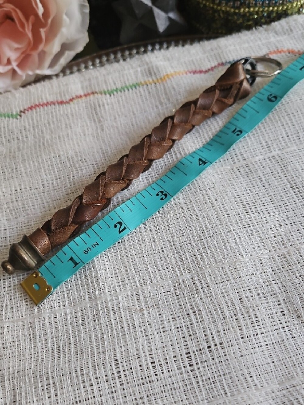 Hand Crafted Braided Genuine Leather Brown Keychain New GIFTED - Picture 7 of 8